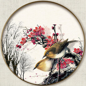 圆形花鸟图