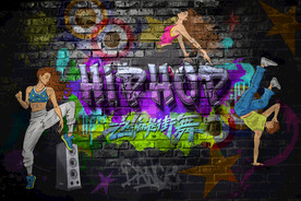 嘻哈街舞涂鸦砖墙个性舞蹈背景墙