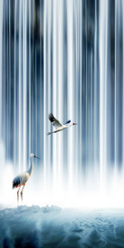 瀑布流水玄关风景画