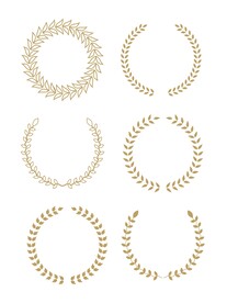 矢量金色麦穗橄榄枝图标元素设计