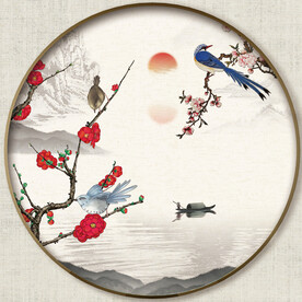 圆形花鸟画