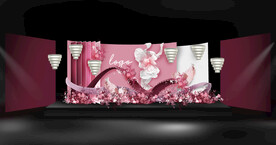 玫红色婚礼效果图 主舞台