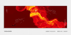 红色水墨装饰画