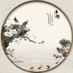 圆形花鸟图