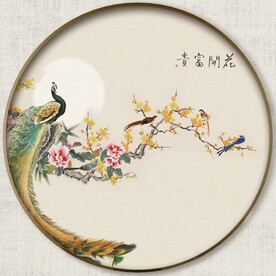 圆形花鸟画