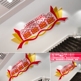 应急管理八个带头楼道文化墙