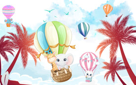 卡通天空气球背景