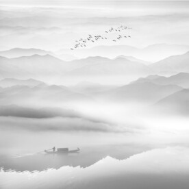 新中式壁画山水画电视背景墙