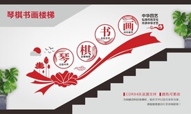 琴棋书画楼梯文化墙