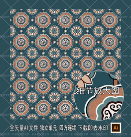 矢量传统四方连续花纹