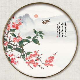 圆形花鸟画