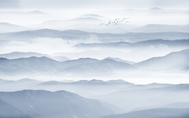 新中式水墨山峰背景墙