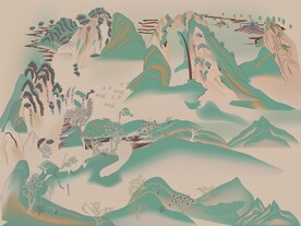 敦煌壁画青山绿水图