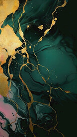 绿色金箔抽象画