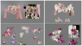 紫粉色婚礼花艺素材