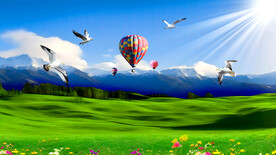 草原雪山风景画