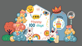 小兔子主题宝宝宴背景设计卡通