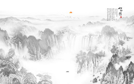 国画山水画背景墙