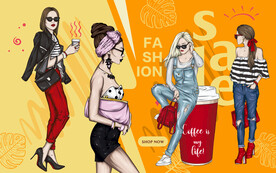 个性潮流美女服饰美妆壁画设计