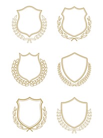 金色麦穗橄榄枝盾牌徽章元素