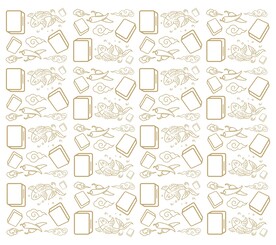 国潮手绘鲤鱼云纹麻将浪花图案