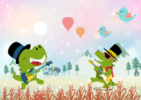 卡通鳄鱼背景墙