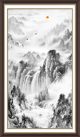 竖幅水墨画