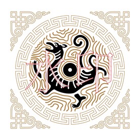 白虎传统装饰矢量图案