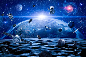 银河星球外太空陨石宇宙卫星背景