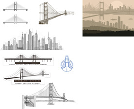 桥梁线稿矢量图集合