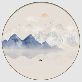 意境抽象水墨山水画