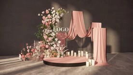 粉色婚礼迎宾区