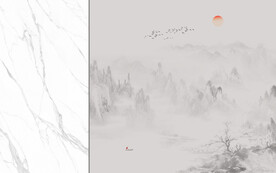 新中式大理石山水画水墨背景墙