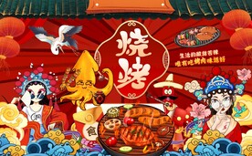 撸串烧烤背景图片