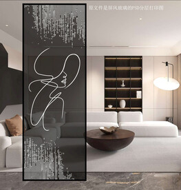 高清分层透明底屏风玻璃打印图