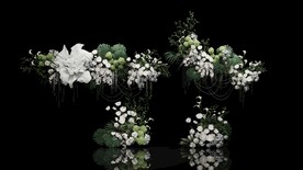 白绿花艺su模型
