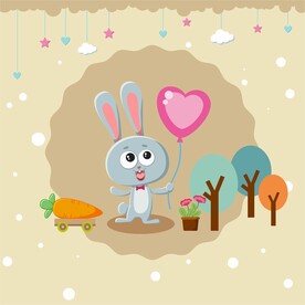 可爱卡通兔子矢量背景