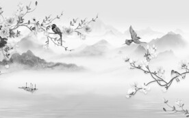 人气 简奢灰色山水 tIf分层