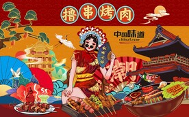 工装国潮烧烤图片