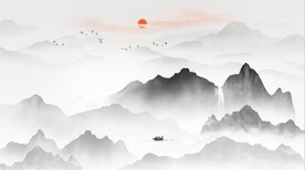 新中式抽象水墨山水风景背景墙
