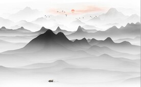 新中式抽象水墨山水风景背景墙