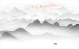 新中式抽象水墨山水风景背景墙