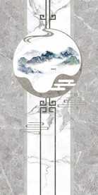 新中式水墨山水复式楼玄关背景