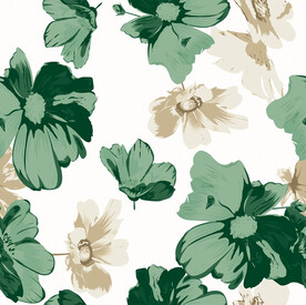 数码印花手绘画抽象花卉水彩花 