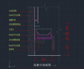 盥洗台剖面图
