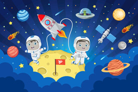 卡通太空宇宙星球宇航员火箭背景