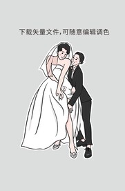 个性男性新郎穿婚纱迎宾人形立牌