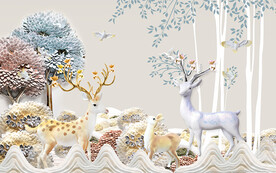 现代简约糜鹿背景装饰画