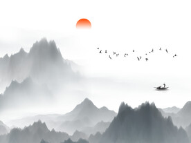 山水底纹水墨素材