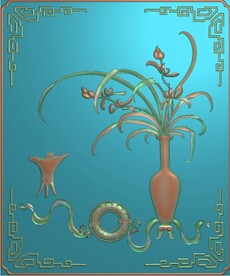 兰花花瓶精雕图